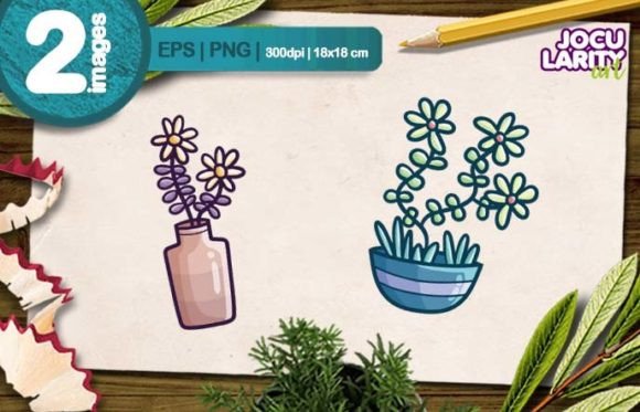 Funny Flowers in the Bowl: A Cartoon Vector for Playful Designs