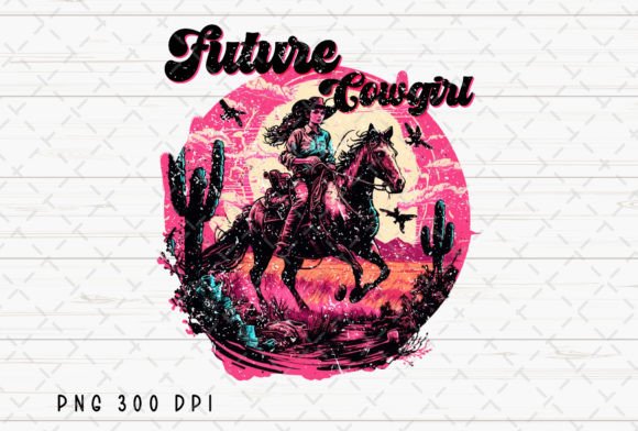 Future Cowgirl Desert Western Retro PNG: A Vintage Aesthetic