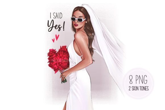 Modern Wedding Clipart with a Fashion-Forward Twist