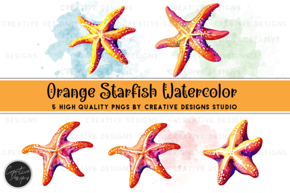 Orange Watercolor Starfish Graphic Set: A Creative Toolkit