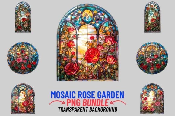 Stained Glass Rose Garden Clipart: A Digital Bouquet for Your Projects