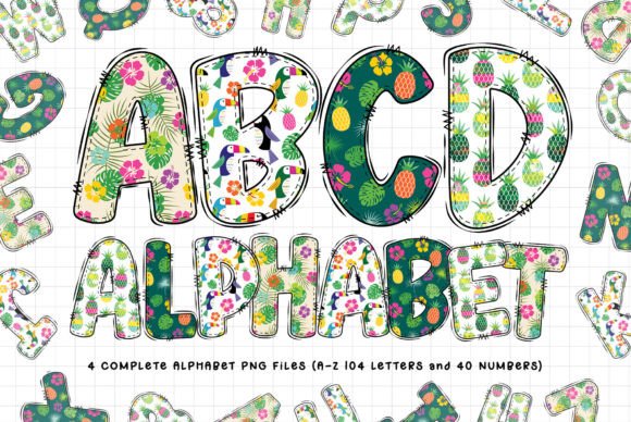 Tropical Clipart Alphabet Sublimation: Your Design Toolkit