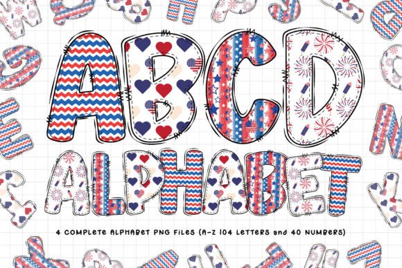 Unleash Patriotic Flair with 4th of July Doodle Alphabet Letters